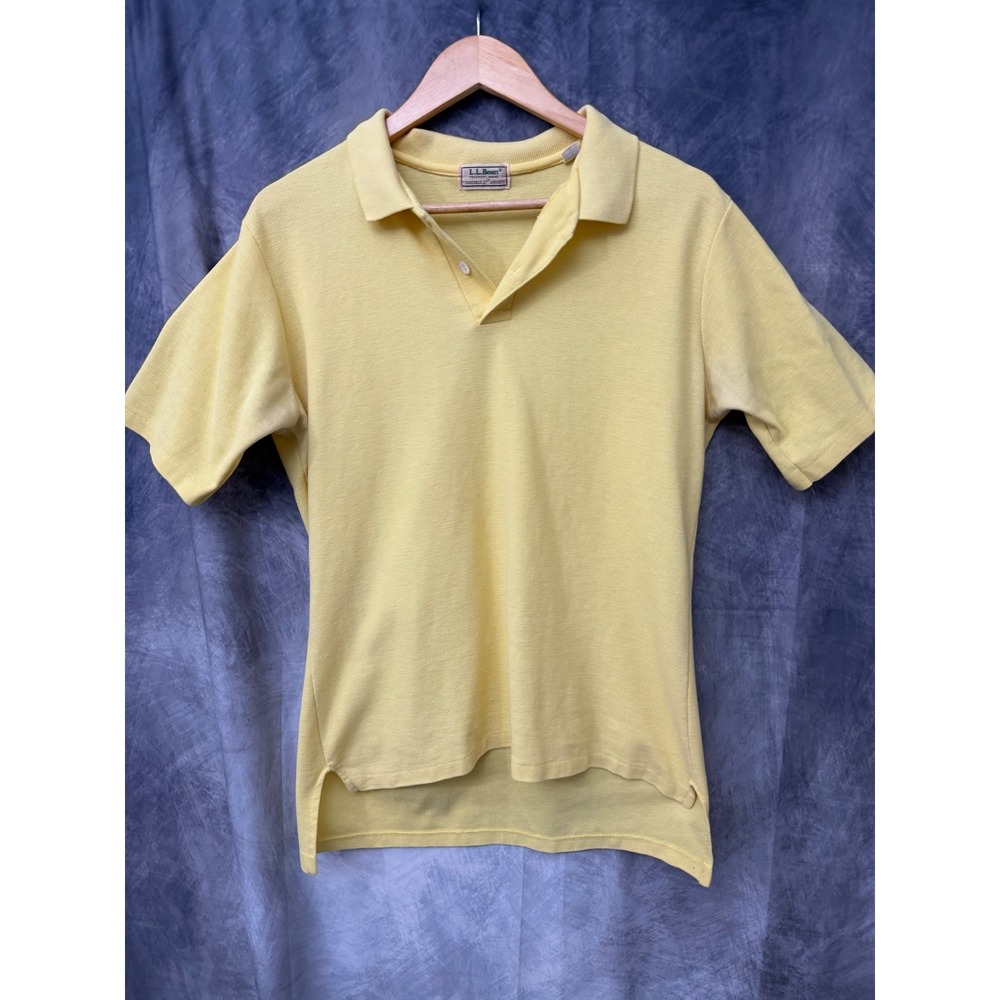 LL Bean Double L
Polo Shirt Mens Yellow 100% Cotton Pique Short Sleeve Small